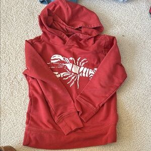 Crewcuts Red Hoodie with White Lobster Graphic
